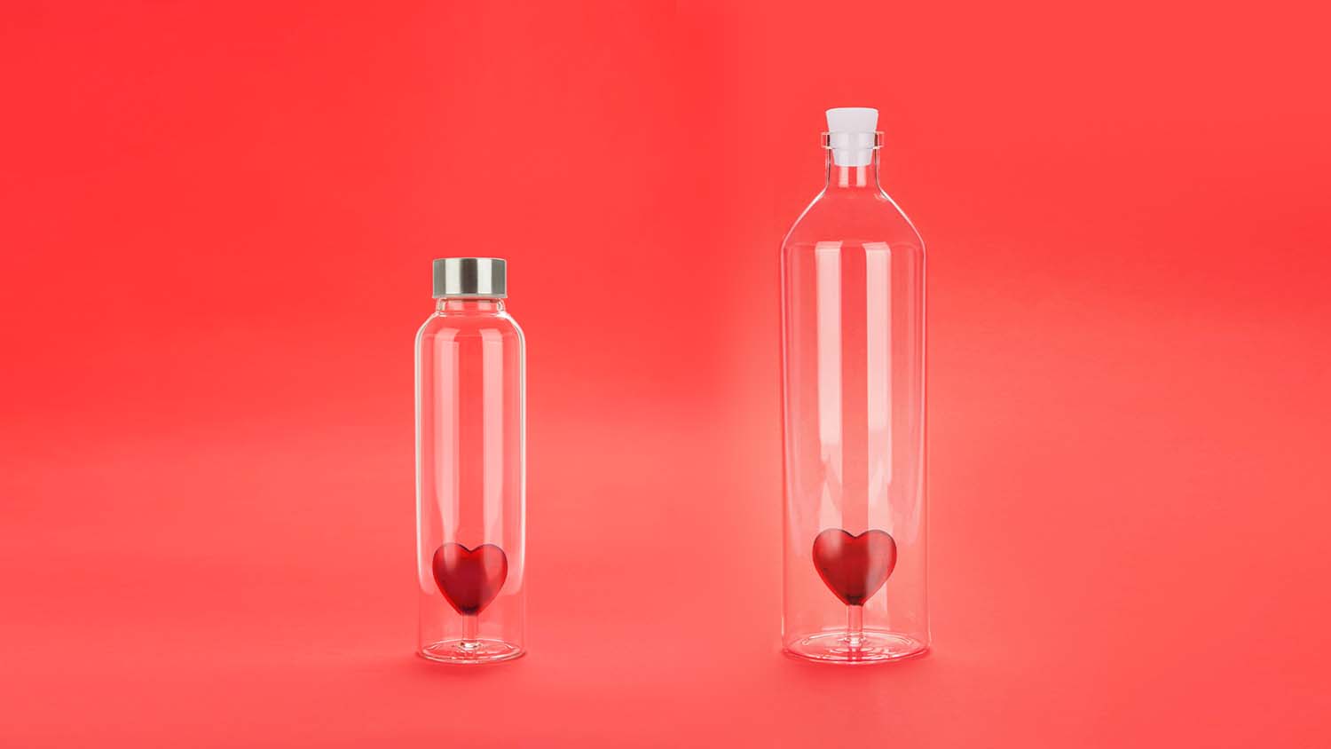Bottle of Love, Red Heart, 0.5 l Borosilicate glass