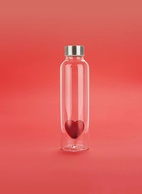 Flaska Love, Rött hjärta,  0,5 l  Borosilikatglas