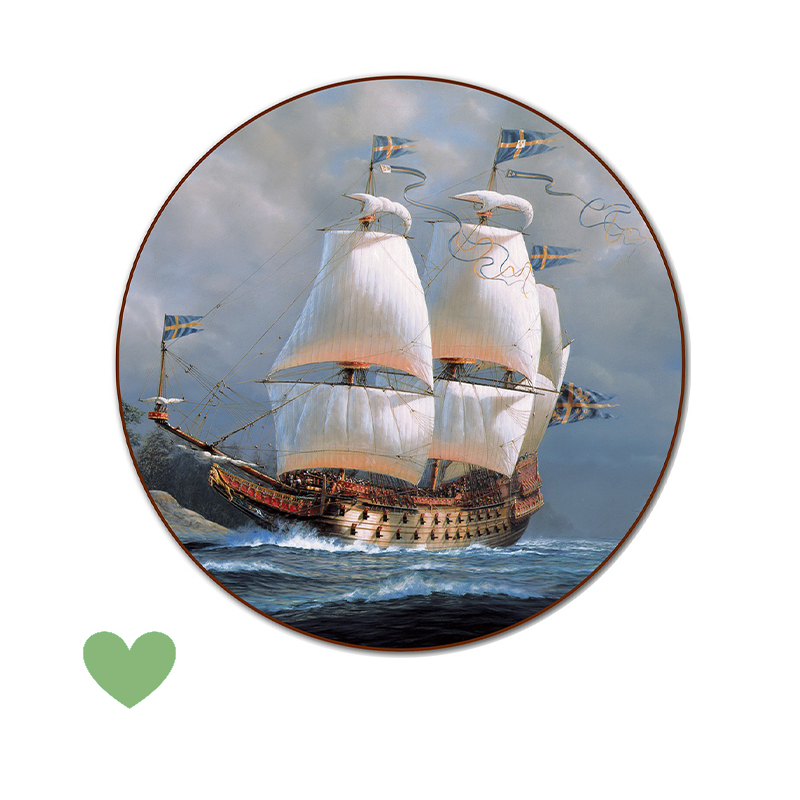 Coastermagnet, rund i trä 80 mm Ø