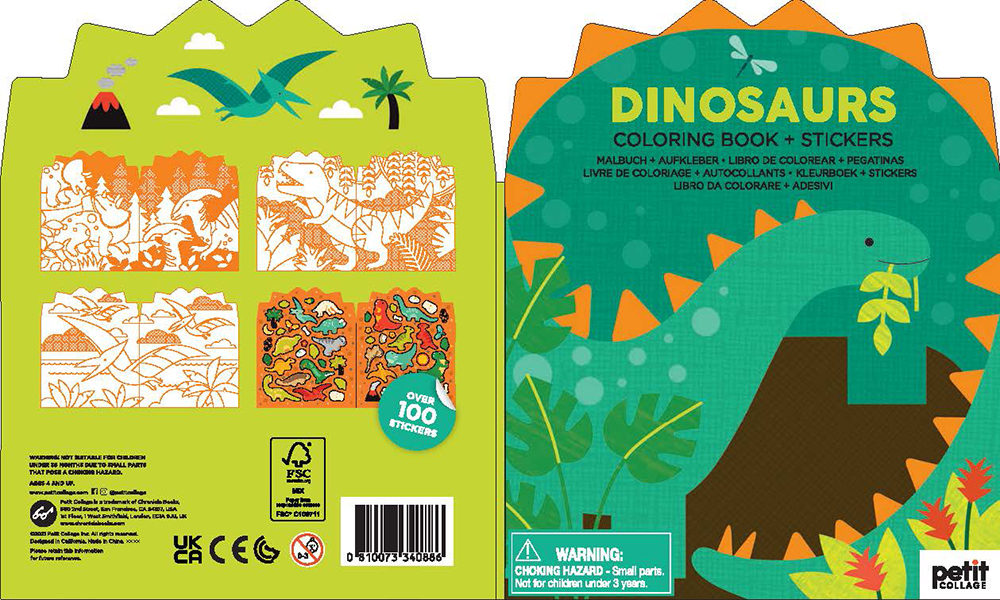 Ritbok med Stickers Dinosaurie