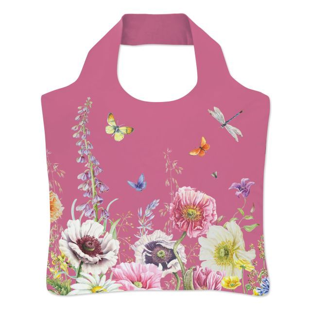 Vikbar kasse Ängsblommor, rosa