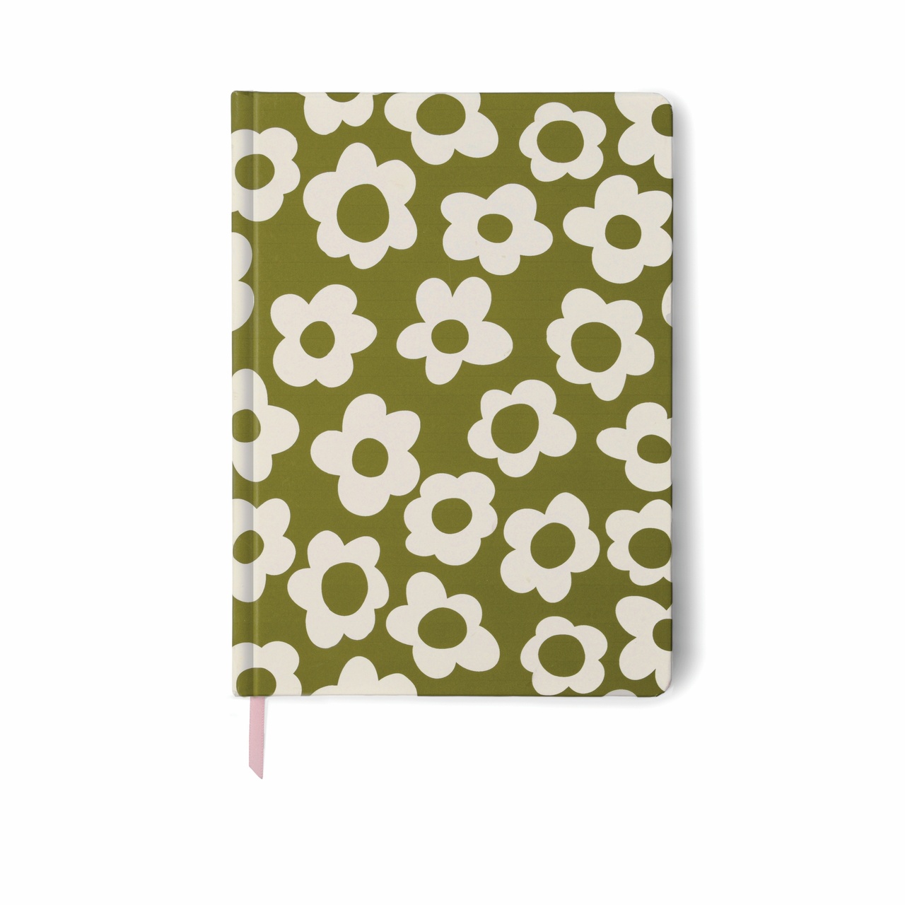 Stor Skrivbook Soft Touch - Groovy Floral Grön