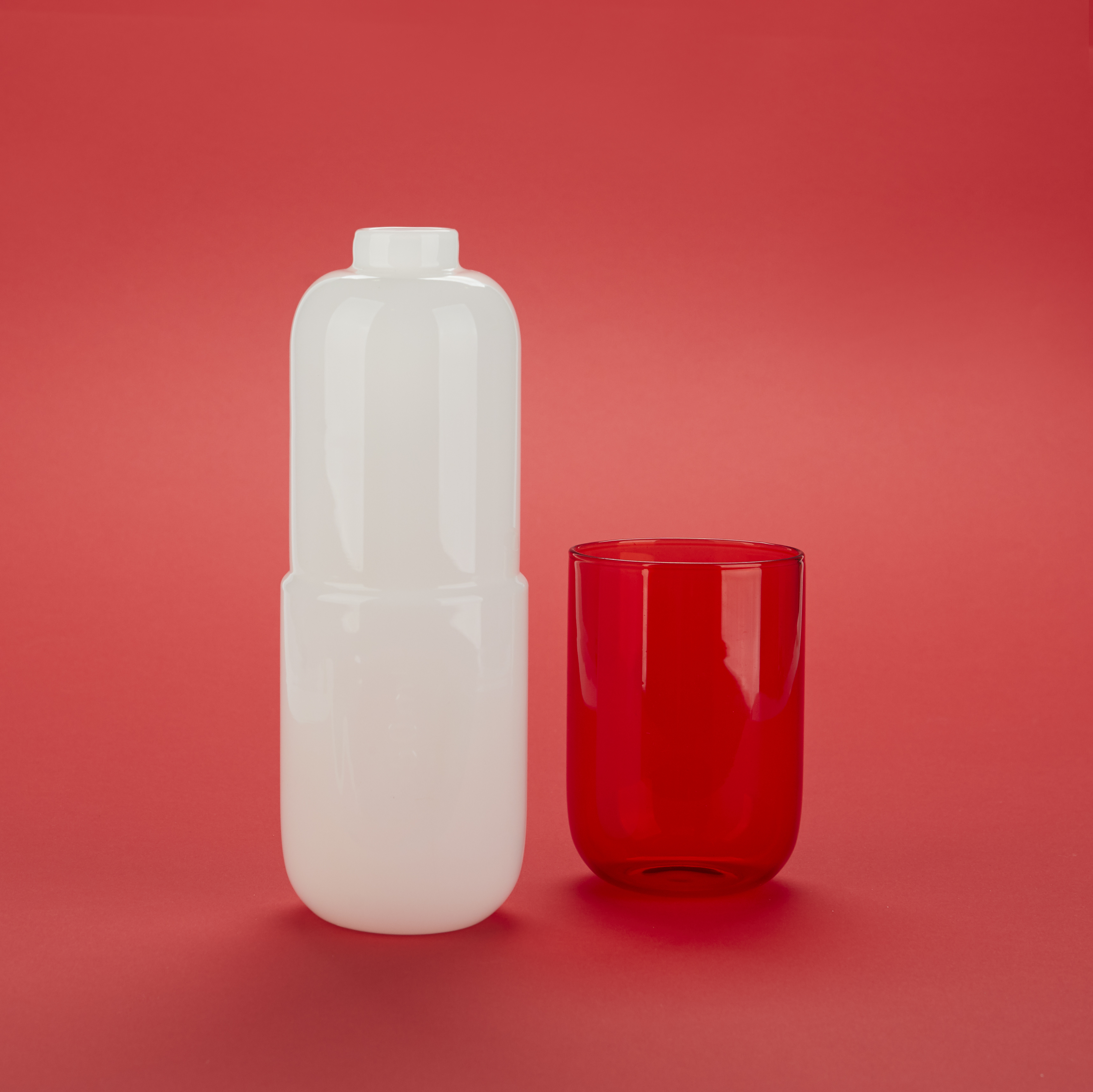 Flaska o Glas Piller, Vitt/Rosa  glas 500 ml
