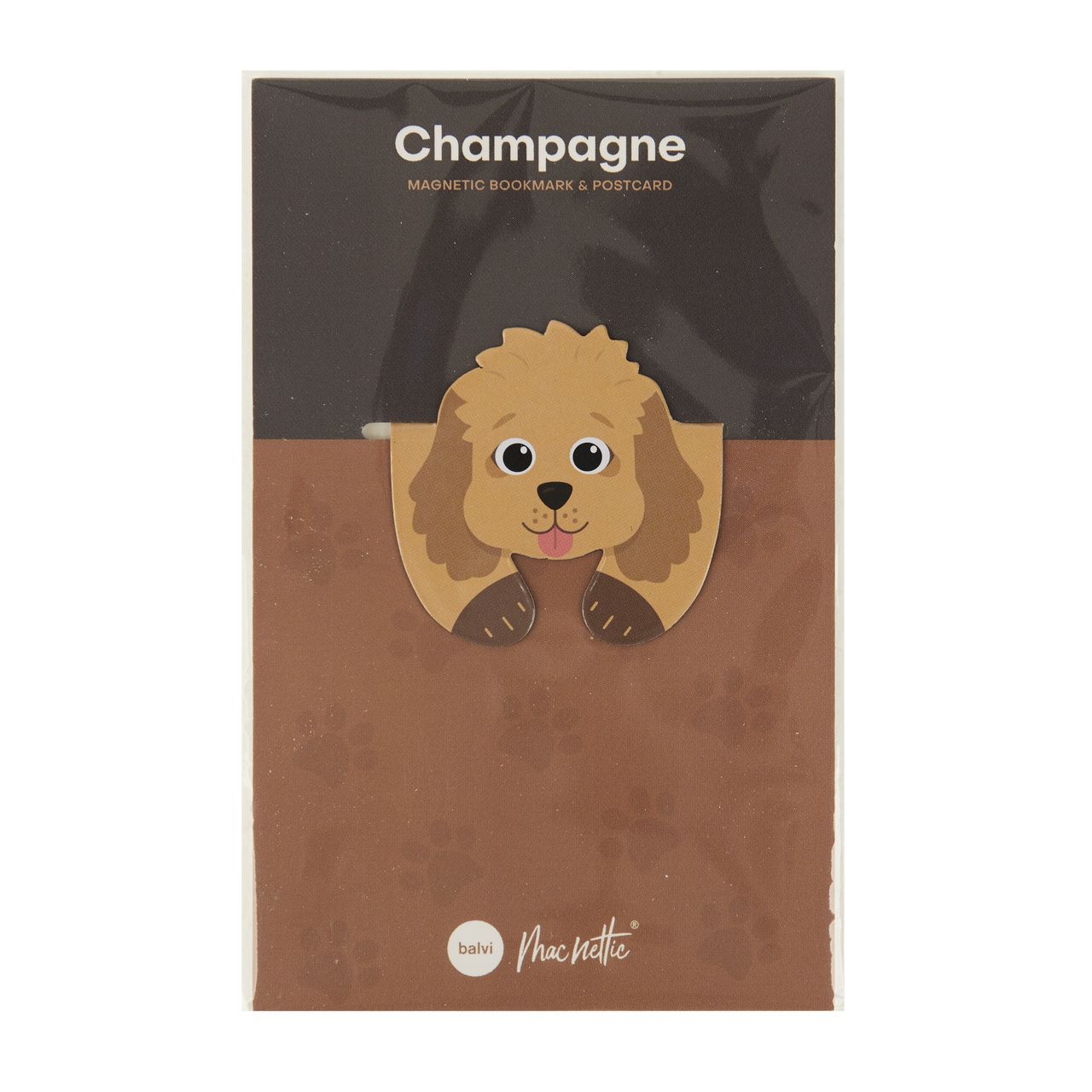 Magnetiskt bokmärke på Vykort Hund Champagne
