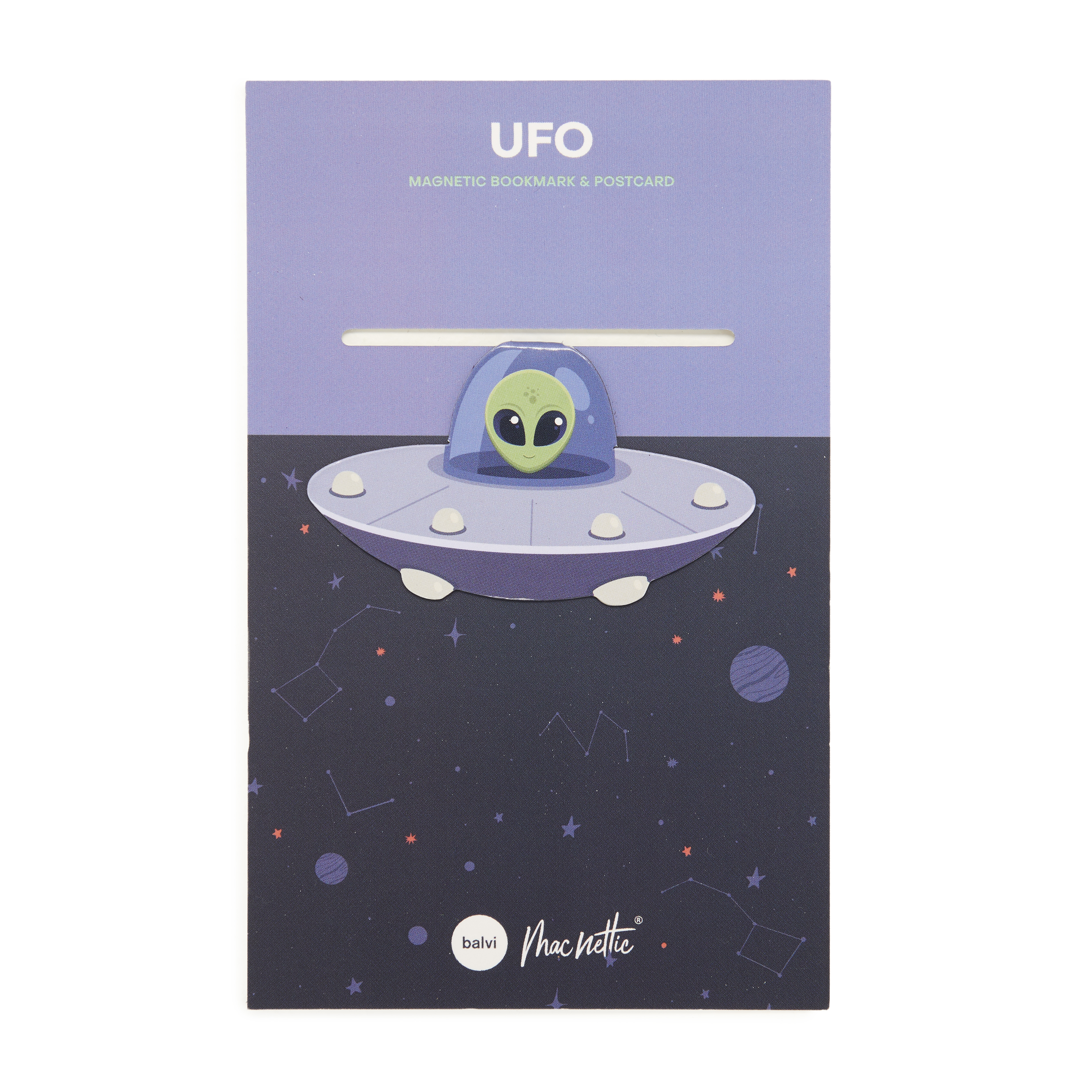 Magnetiskt bokmärke på Vykort UFO