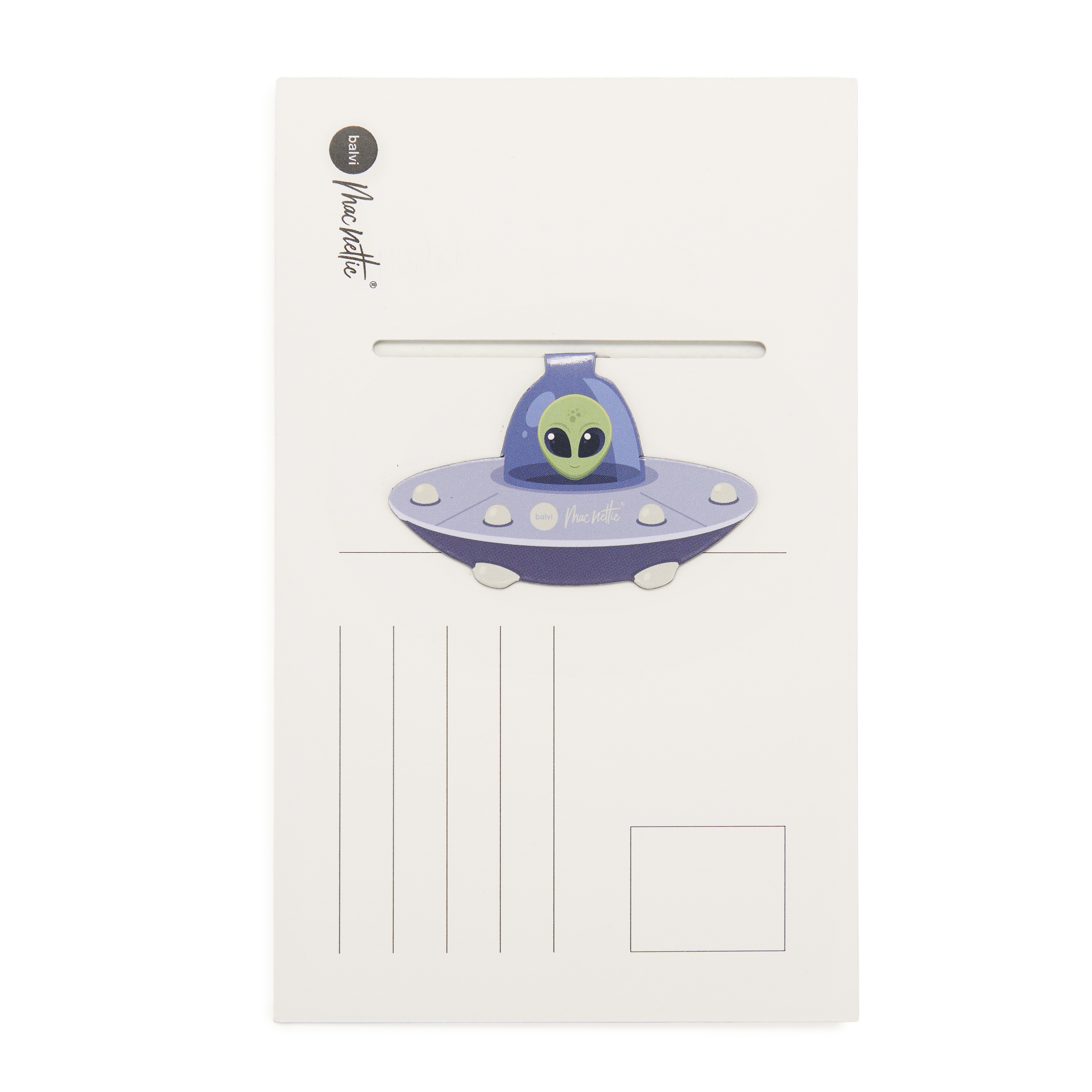 Magnetiskt bokmärke på Vykort UFO