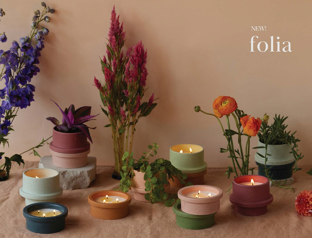 Folia Ceramic Candle Pot Blue