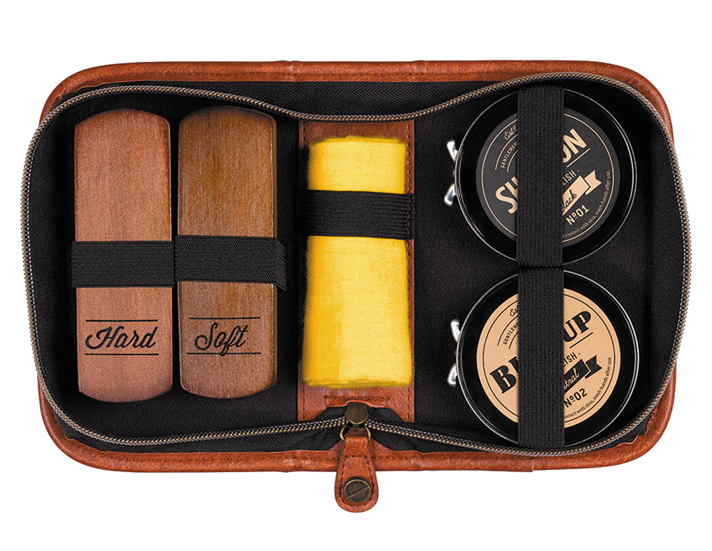 Shoe Shine Kit Charcoal Canvas