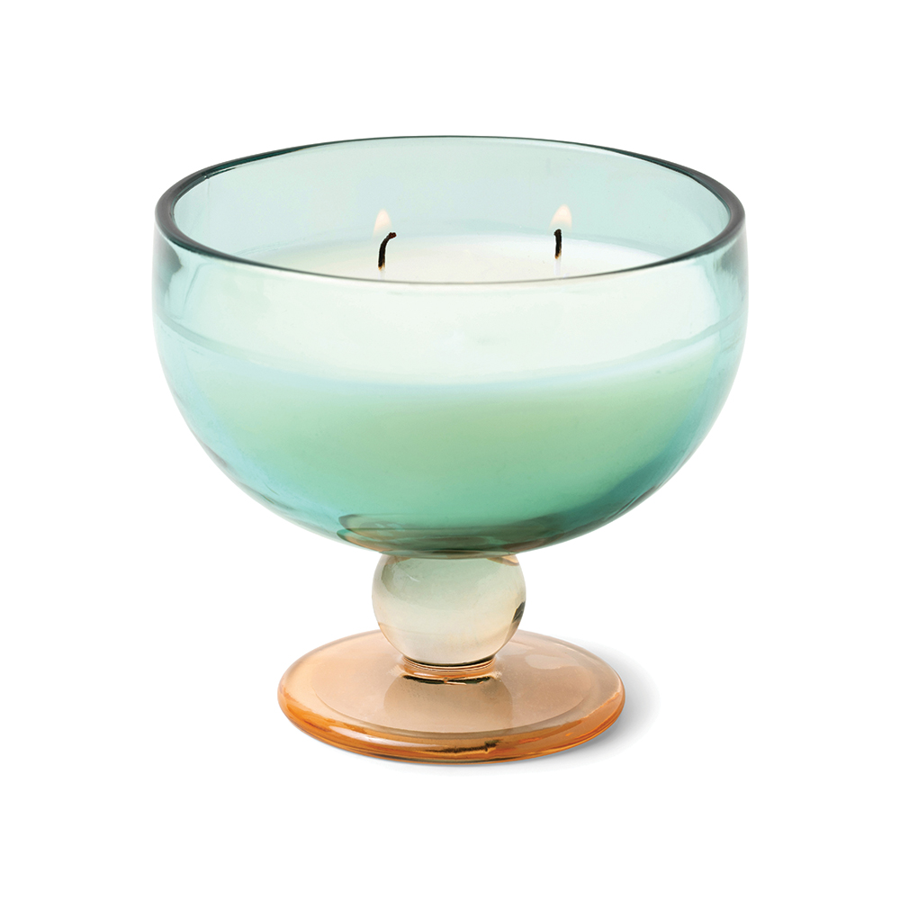 Candle Glass Goblet Teal/Orang