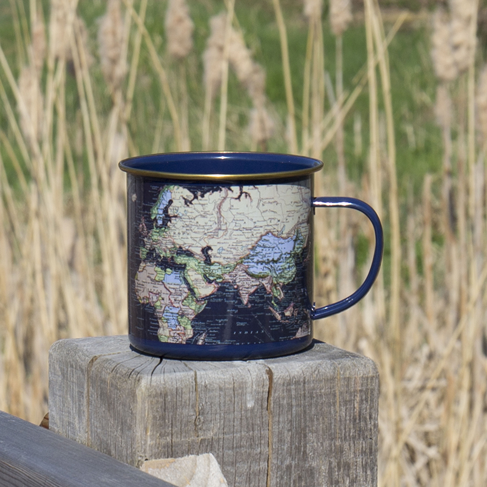 Enamel Mug Map Blue