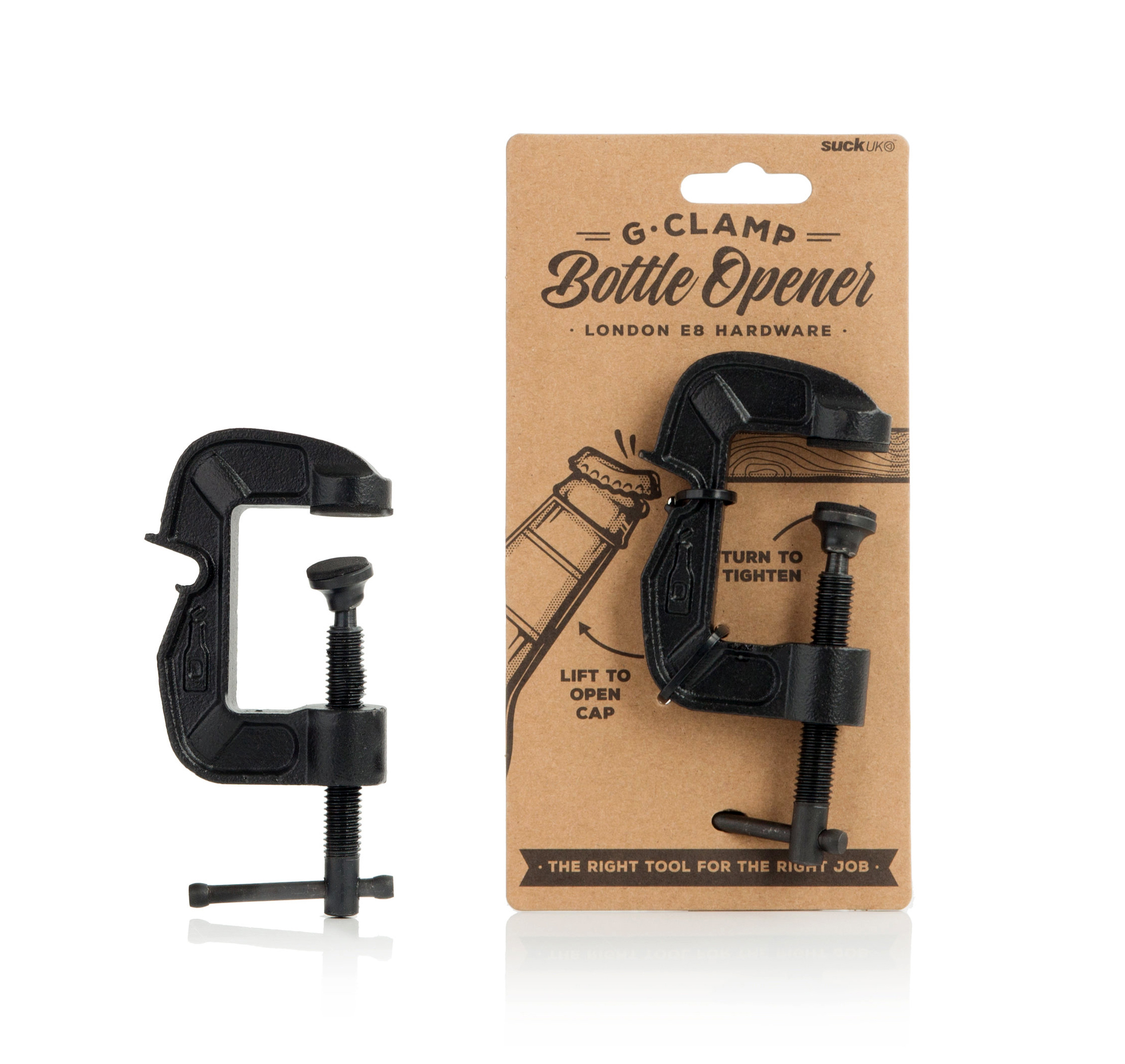 G-clamp bottle opener