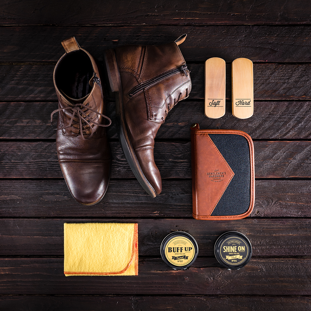 Shoe Shine Kit Charcoal Canvas